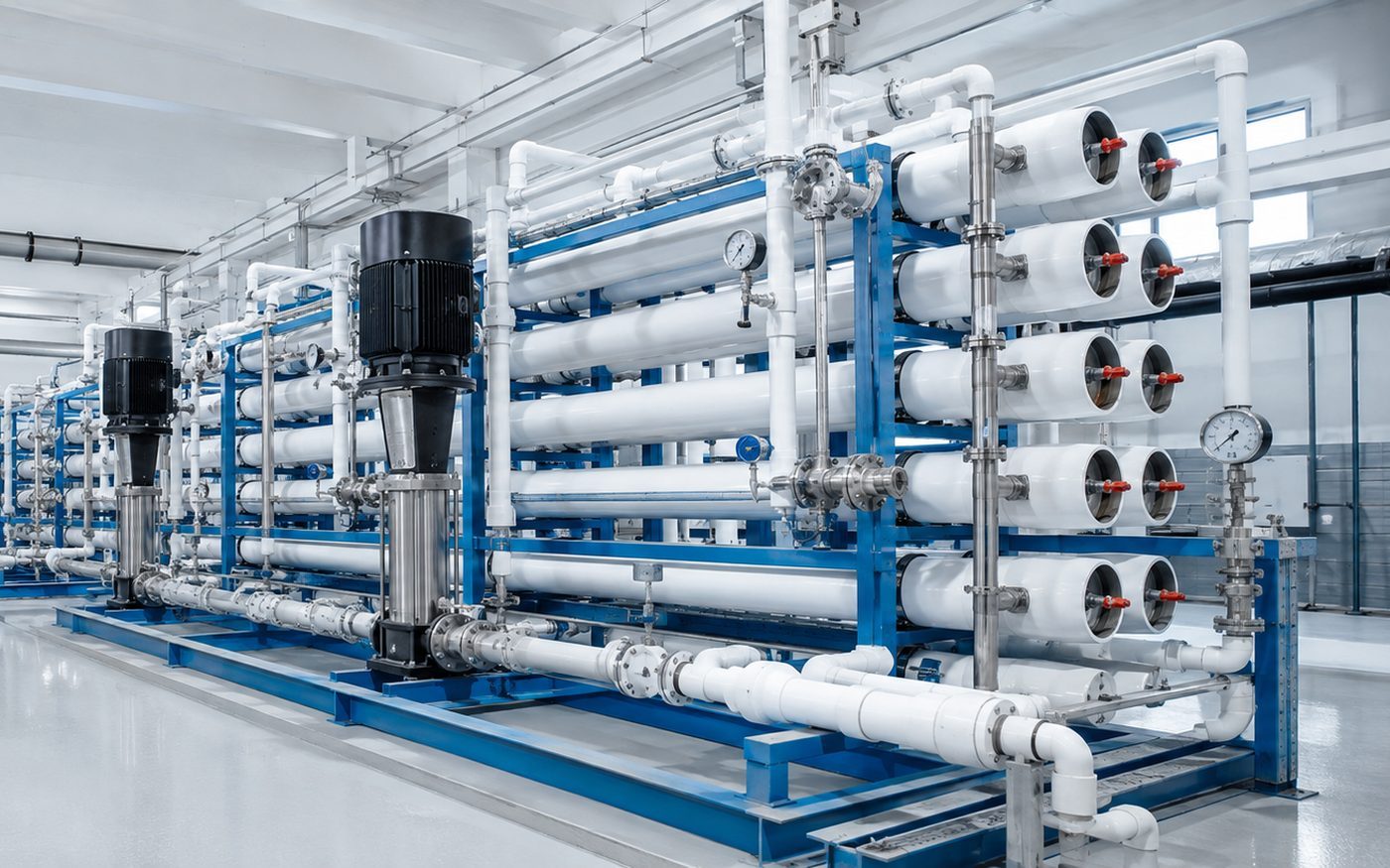 Sistema de bombeo de agua con bombas centrífugas y colector