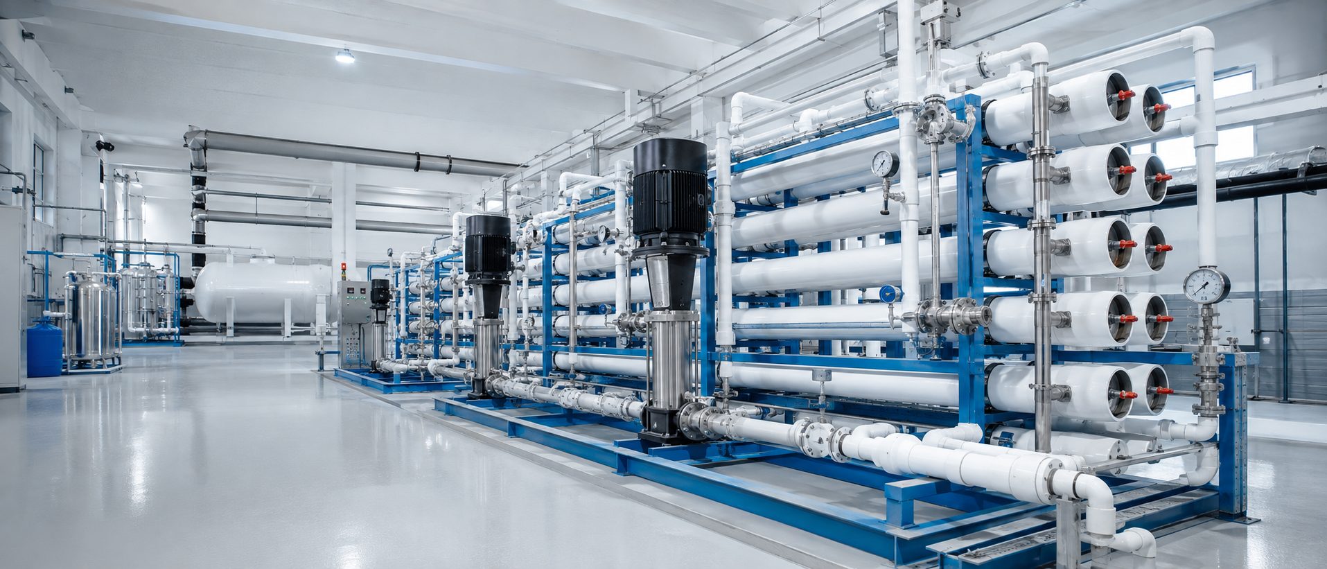 Sala de equipos de una planta de tratamiento de agua